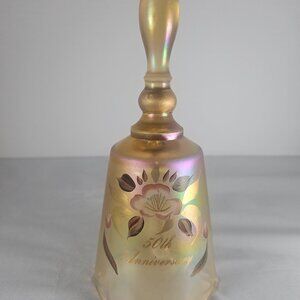 Fenton 50th Anniversary Golden Iridescent Glass Bell Excellent Condition. 6.5"